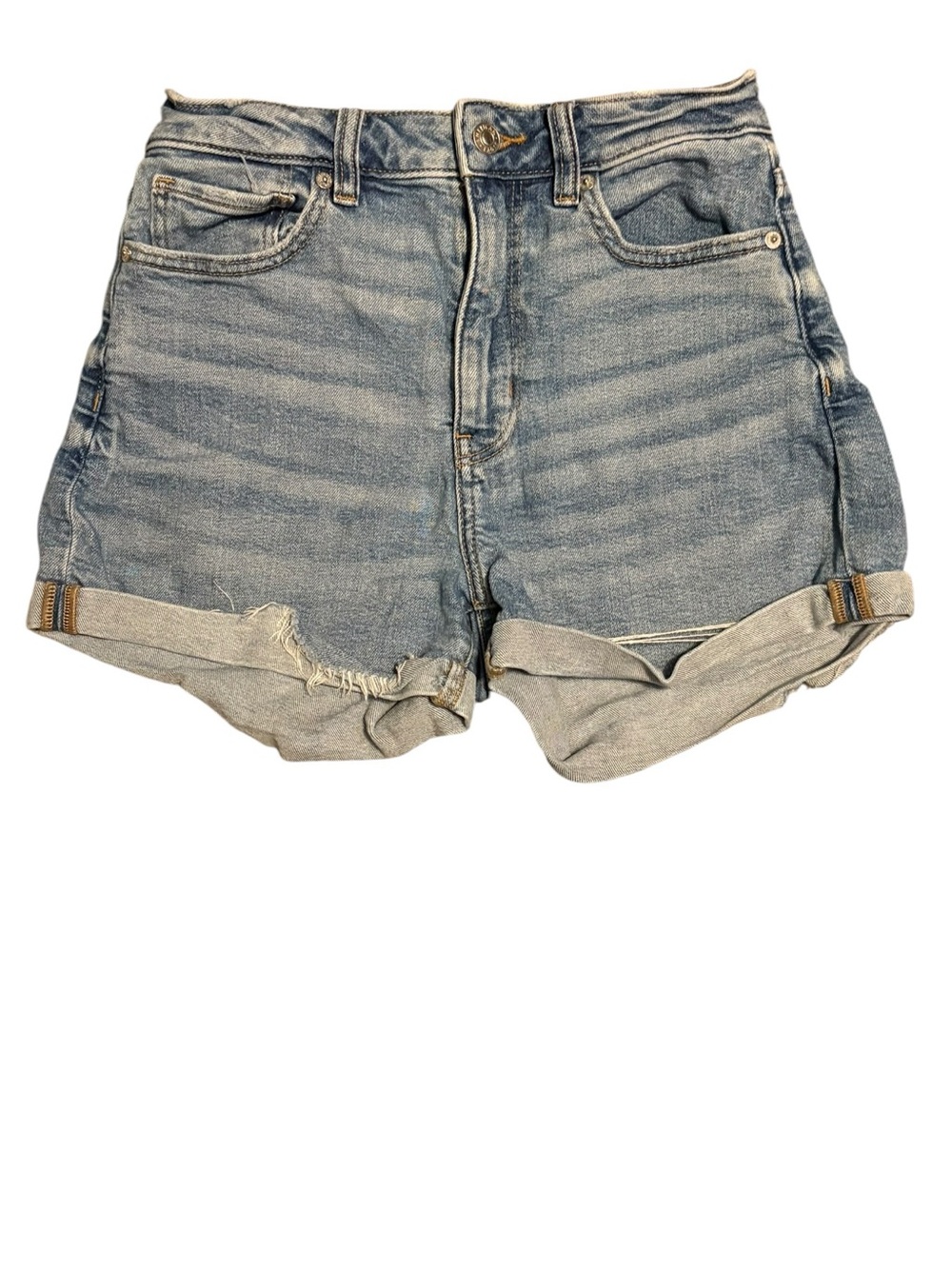 American Eagle Mom Shorts Light Wash Denim High Rise Size 2